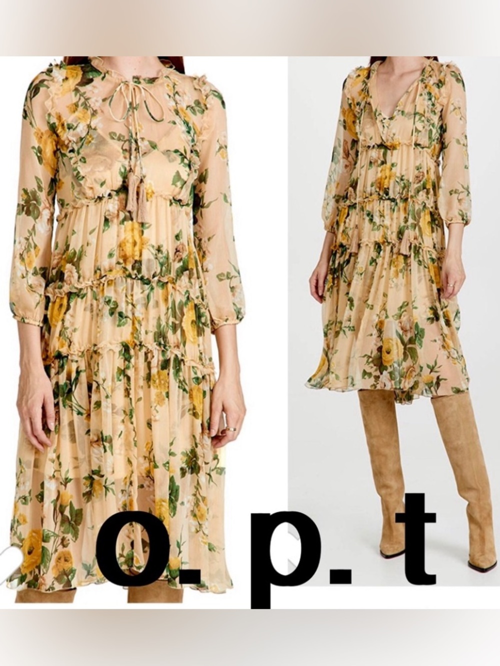 O. p. t Selena dress floral beige size M